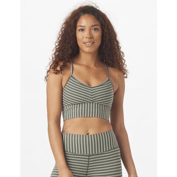 Glyder Premier Sports Bra Moss Green & Oatmilk Stripe XL NWOT - Picture 5 of 7